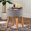 Emmy Stool with Wooden Legs, Grey Velvet