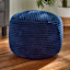 Ridgecrest Blue Plush Pouf, 20"