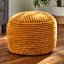 Ridgecrest Mustard Plush Pouf, 20"