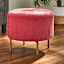 Piper Round Ottoman, Bright Pink Velvet