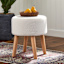 Emmy Stool with Wooden Legs, Cream Sherpa