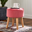 Emmy Stool with Wooden Legs, Pink Velvet