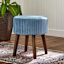Emmy Stool with Dark Wooden Legs, Light Blue Velvet