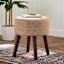 Emmy Stool with Dark Wooden Legs, Brown