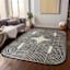 (B894) Black & Beige Oval Geometric Area Rug, 8x10