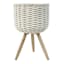 White Cotton Rope Weave Plant Stand, 16"