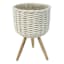 White Cotton Rope Weave Plant Stand, 16"