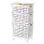 3-Piece White Stackable Storage Basket with Wheels