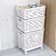 3-Piece White Stackable Storage Basket with Wheels