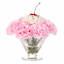 Pink Flower Arrangement in Glass Vase with Cherry