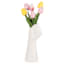 Pink & Yellow Tulips in Hand Shaped Ceramic Pot, 14"