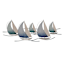 Honeybloom Blue Metal Boat Wall Decor, 40x15