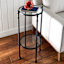 2-Tier Tempered Glass Top with Metal Black Frame Accent Table