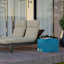 Turquoise Canvas Outdoor Pouf, 20"