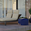 Navy Blue Canvas Outdoor Pouf, 20"