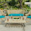 Turquoise Canvas Outdoor Wicker Settee Cushion