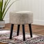 Emmy Stool with Black Wooden Legs, Grey Faux Leather