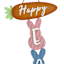 Homespun Easter Happy Easter Bunny Hanging Sign, 26"