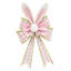 Homespun Easter Pink, White & Green Fabric Bunny Ear Bow, 25"
