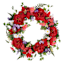 Red Butterfly & Blooming Flowers Wreath, 22"