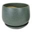 Indoor Sage Round Ceramic Pot with Saucer, Small