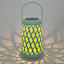 Green Geometric Cutout Outdoor Lantern, 7"