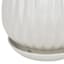 Indoor White Geometric Planter with Saucer, Medium