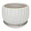 Indoor White Geometric Planter with Saucer, Small