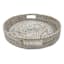 White Round Rattan Tray, 17.3"