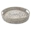 White Round Rattan Tray, 17.3"