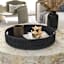 Black Round Rattan Tray, 17.3"