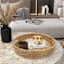 Tan Round Rattan Tray, 17.3"
