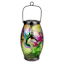 Glass Outdoor Solar Lantern with Hummingbird, 10"