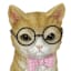 Cat Wearing Glasses & Bowtie Outdoor Garden Statue, 7"