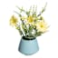 Yellow Daisy in Blue Ceramic Pot, 9"