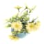 Yellow Daisy in Blue Ceramic Pot, 9"