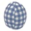 Homespun Easter Blue Plaid Fabric Egg, 4"