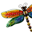 Dragonfly Metal Glass Outdoor Wall Decor, 12.2"