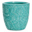 Turquoise Glazed Damask Outdoor Planter, Medium