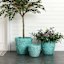 Turquoise Glazed Damask Outdoor Planter, Large