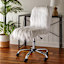 Fiona Adjustable Office Chair, White Faux Fur