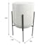 White Planter with Metal Stand, Medium
