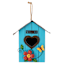 Blue Birdhouse with Floral Accents, 10"