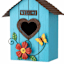 Blue Birdhouse with Floral Accents, 10"