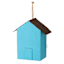Blue Birdhouse with Floral Accents, 10"
