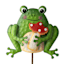 Frog Holding a Mushroom Metal Yard Pick, 18"
