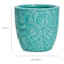 Turquoise Glazed Damask Outdoor Planter, Medium