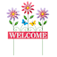 Metal Welcome Spinner Flower Yard Stake, 28"