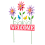 Metal Welcome Spinner Flower Yard Stake, 28"