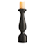 Small Black Wooden Oversized Pillar Candle Holder, 17"